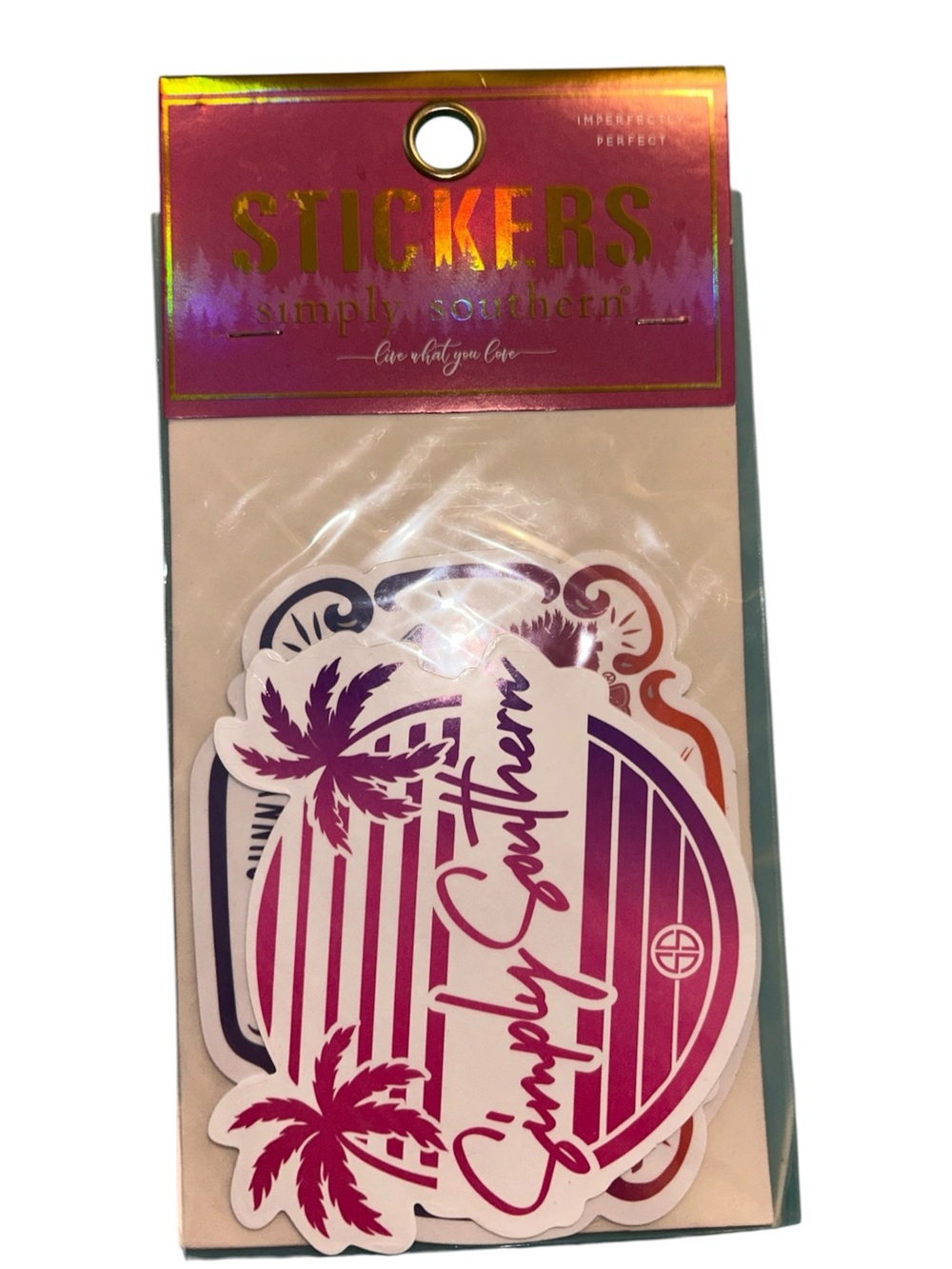 Simply Southern Pink Purple Palm Tree Logo Stickers 3-pack